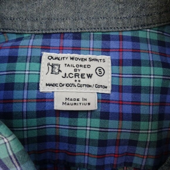 J. Crew Men's Button Down Shirt Top Long Sleeves Green Blue Multicolor Plaid S - Picture 7 of 12